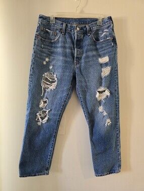 Levi's Womens Ripped Blue Denim Jeans